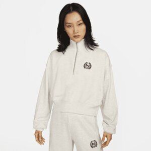 NIKE SET - Oversized 1/2-Zip Crop Fleece Sweatshirt & High-Waisted Pant - Size S
